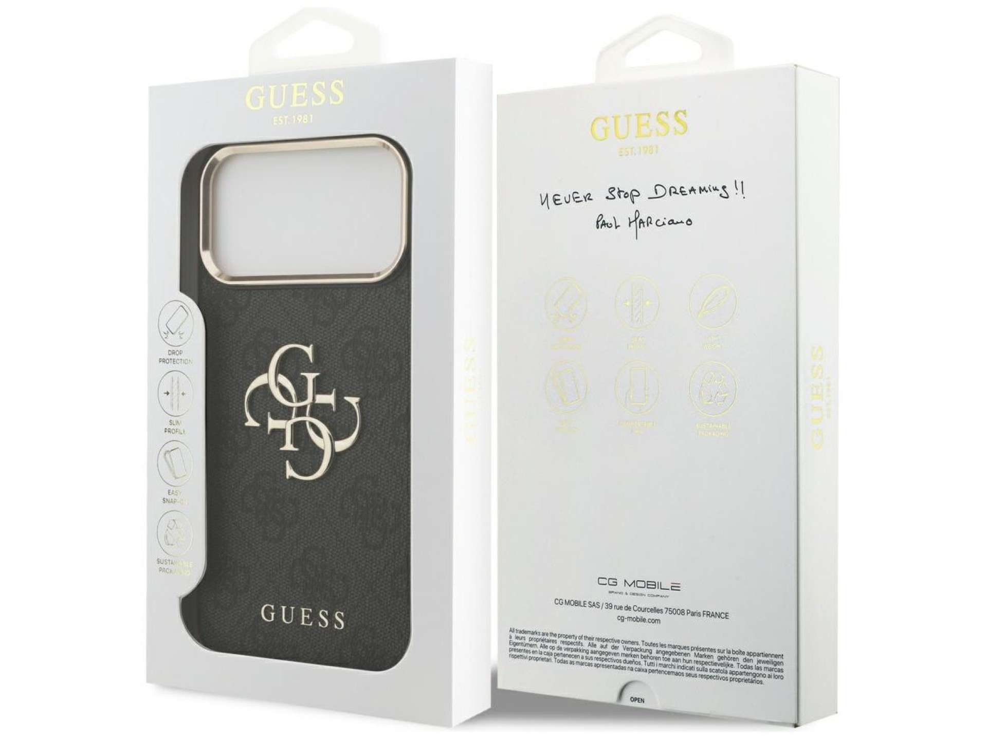 Guess 4G Big 4G Classic Logo Case for iPhone 17 Pro Max - Black and Gold