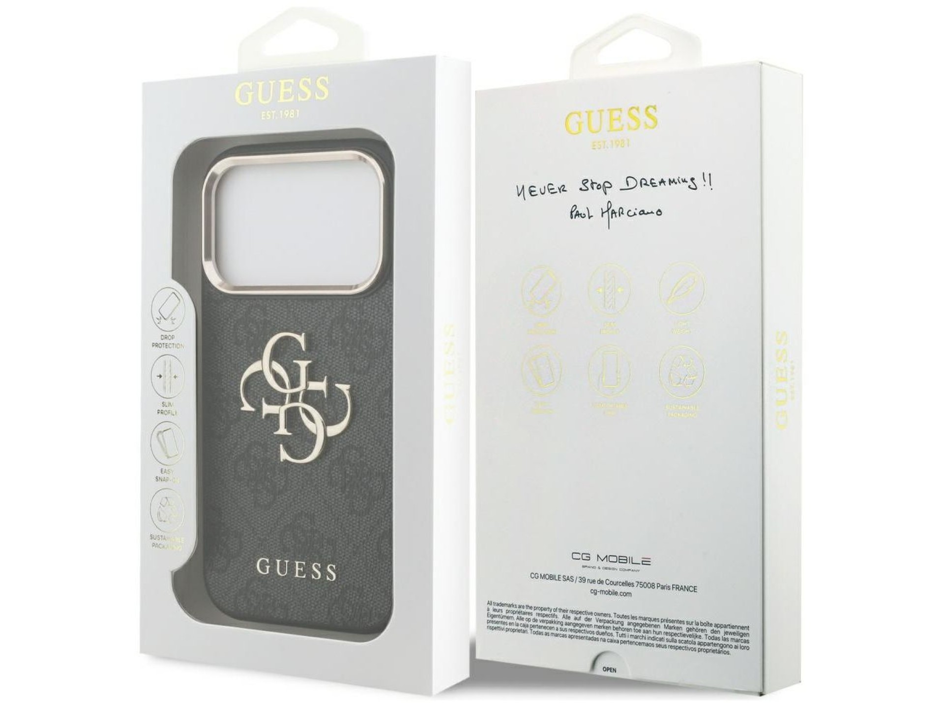 Funda Guess 4G Big 4G Classic Logo para iPhone 17 Pro - Negro y dorado