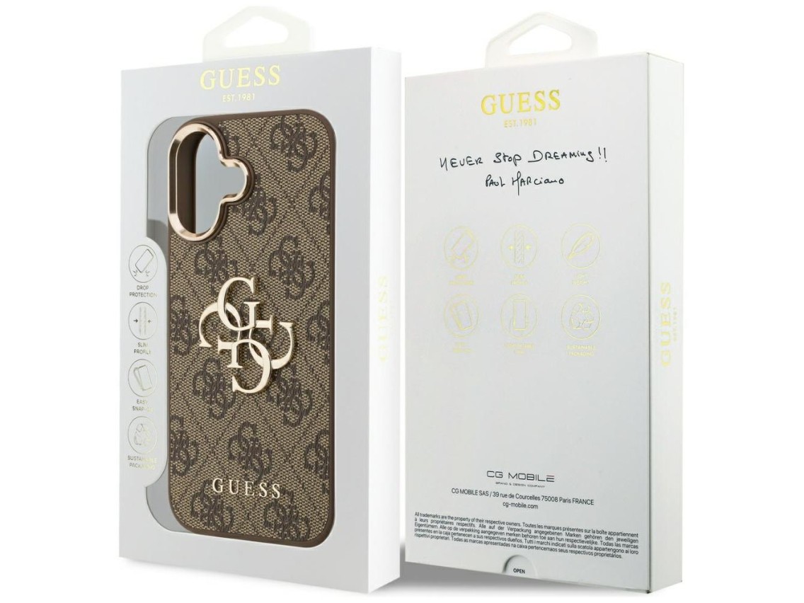 Funda Guess 4G Big 4G Classic Logo para iPhone 17 - Marrón y dorado