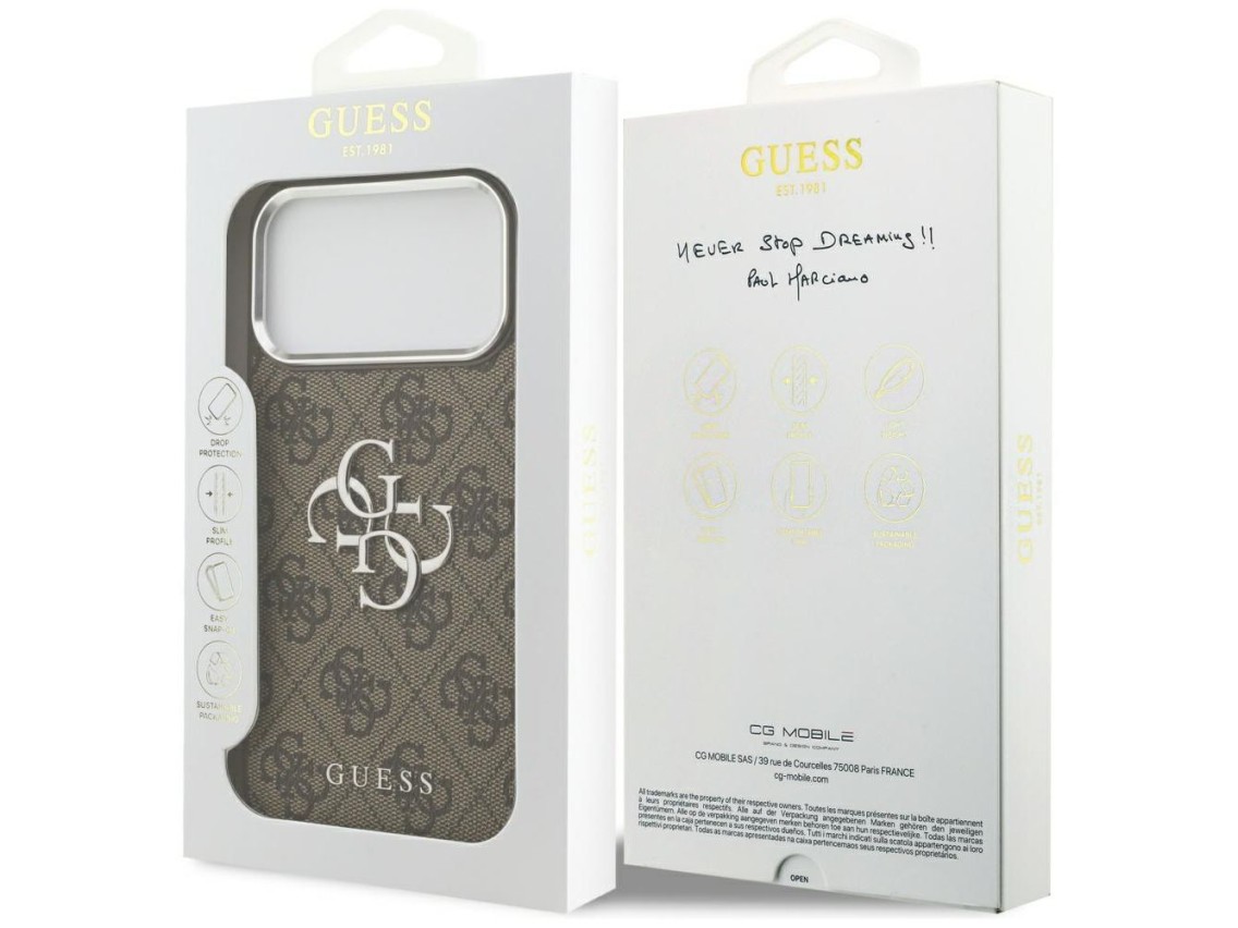 Capa Guess 4G Big 4G Classic Logo para iPhone 17 Pro Max Marrom - Prata