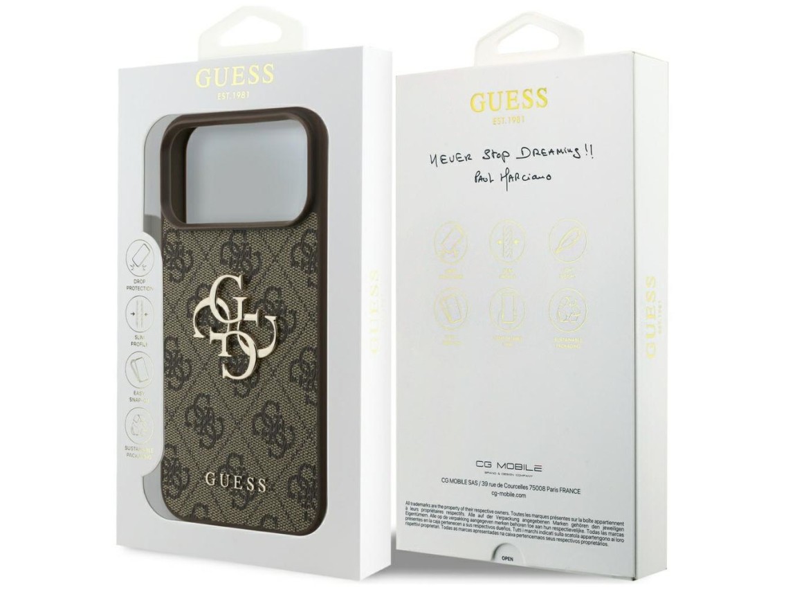 Guess 4G Big Logo Case for iPhone 17 Pro Max - Brown
