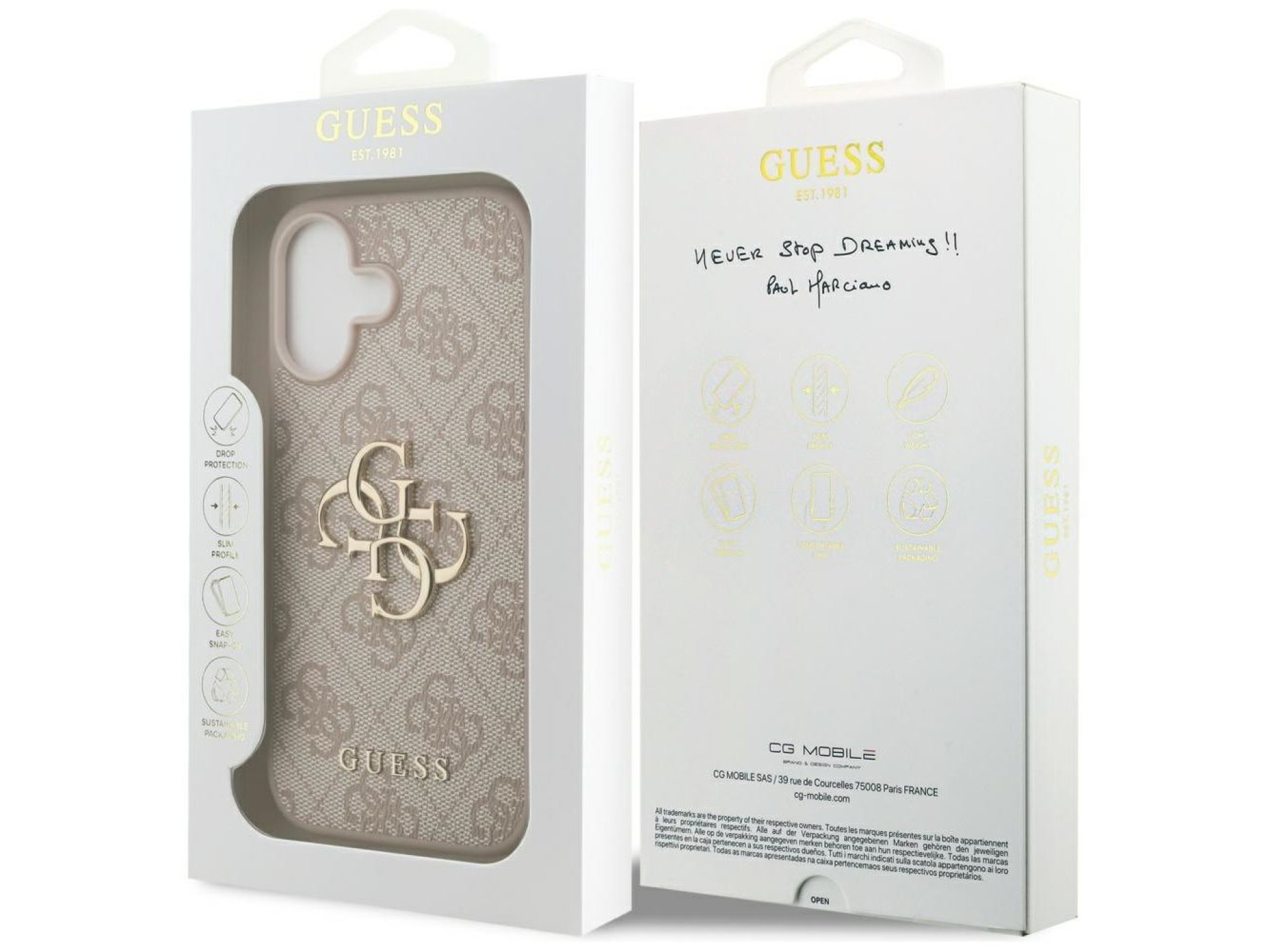 Capa Guess 4G com logo grande para iPhone 17 - Rosa