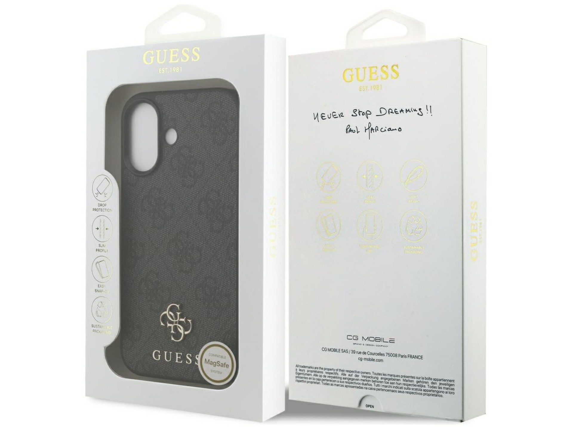 Capa MagSafe Guess 4G Small Classic Logo para iPhone 17 - preta