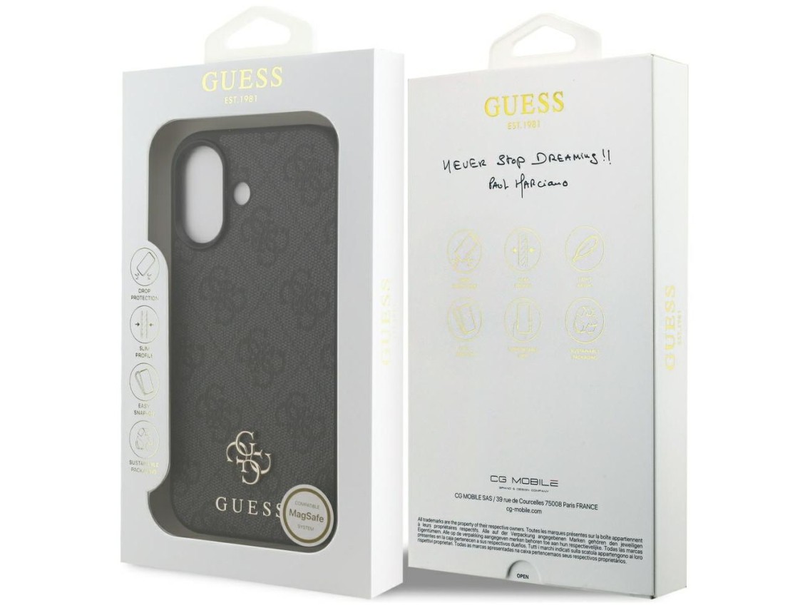 Capa MagSafe Guess 4G Small Classic Logo para iPhone 17 - preta