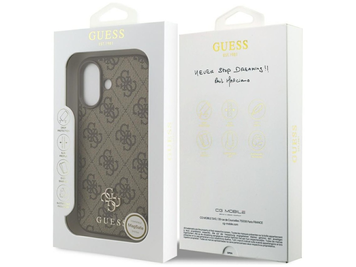 Funda Guess 4G pequeña con logo clásico y MagSafe para iPhone 17 - Marrón