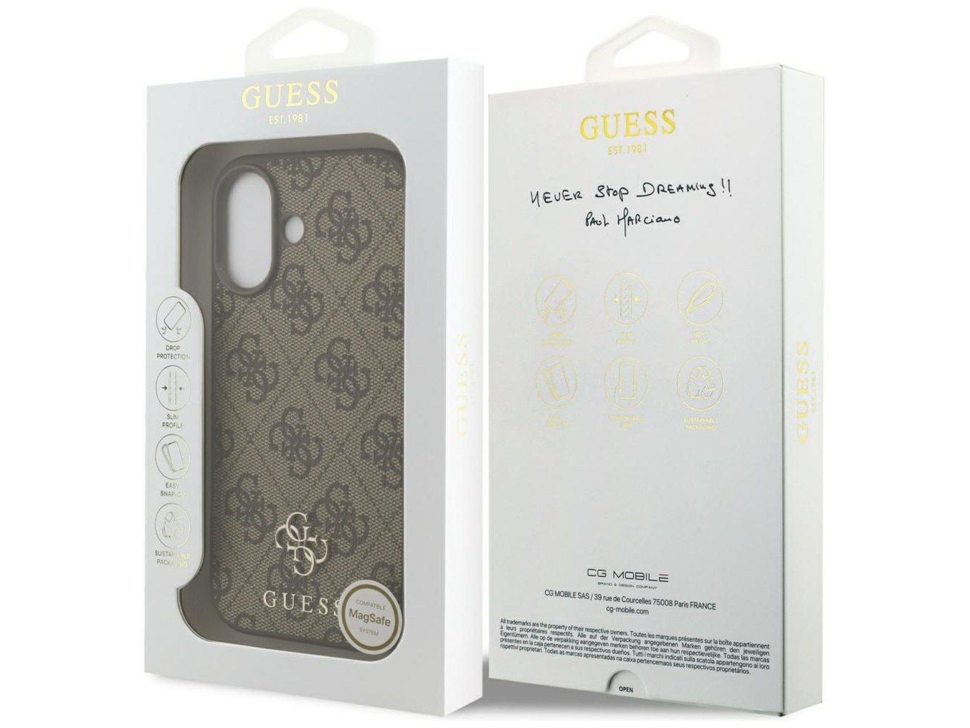 Funda Guess 4G pequeña con logo clásico y MagSafe para iPhone 17 - Marrón
