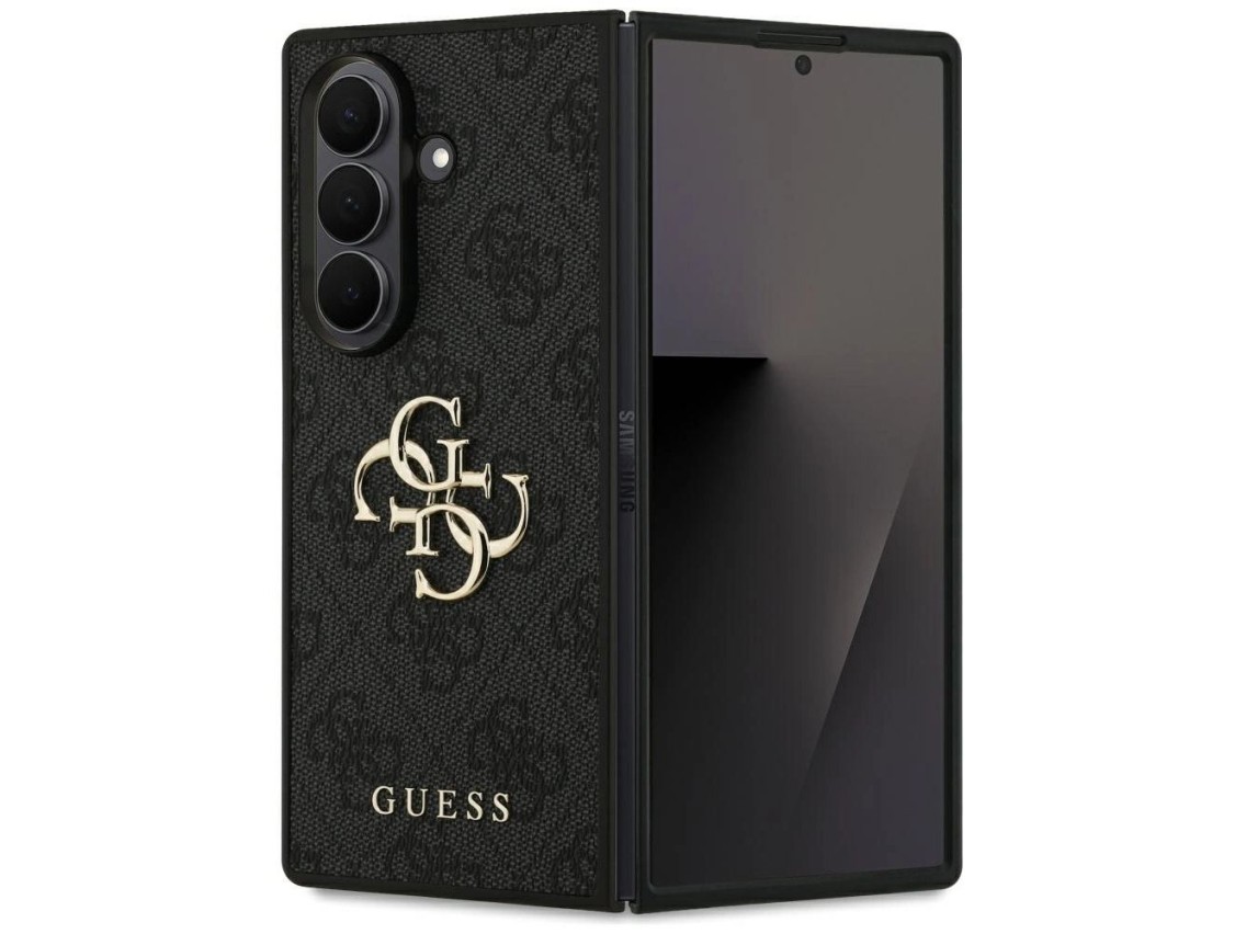 Capa Guess com logo 4G grande e logo clássico para Samsung Galaxy Z Fold7 - Preta