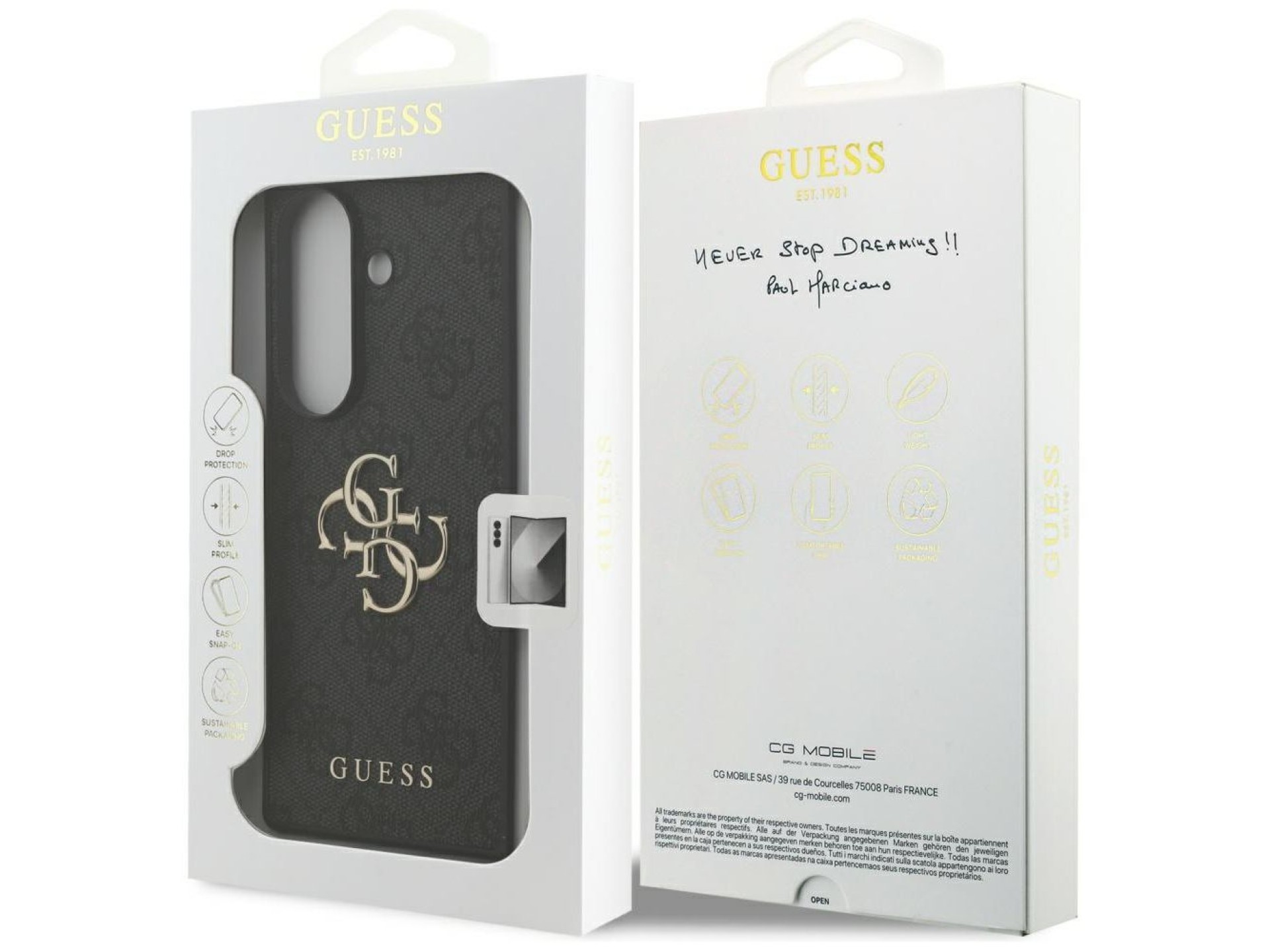 Capa Guess com logo 4G grande e logo clássico para Samsung Galaxy Z Fold7 - Preta