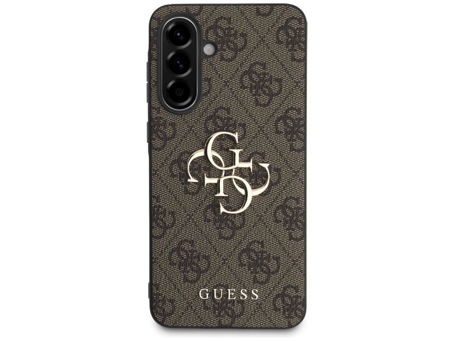 Capa Guess com logo 4G grande e logo clássico para Samsung Galaxy A56 - Marrom