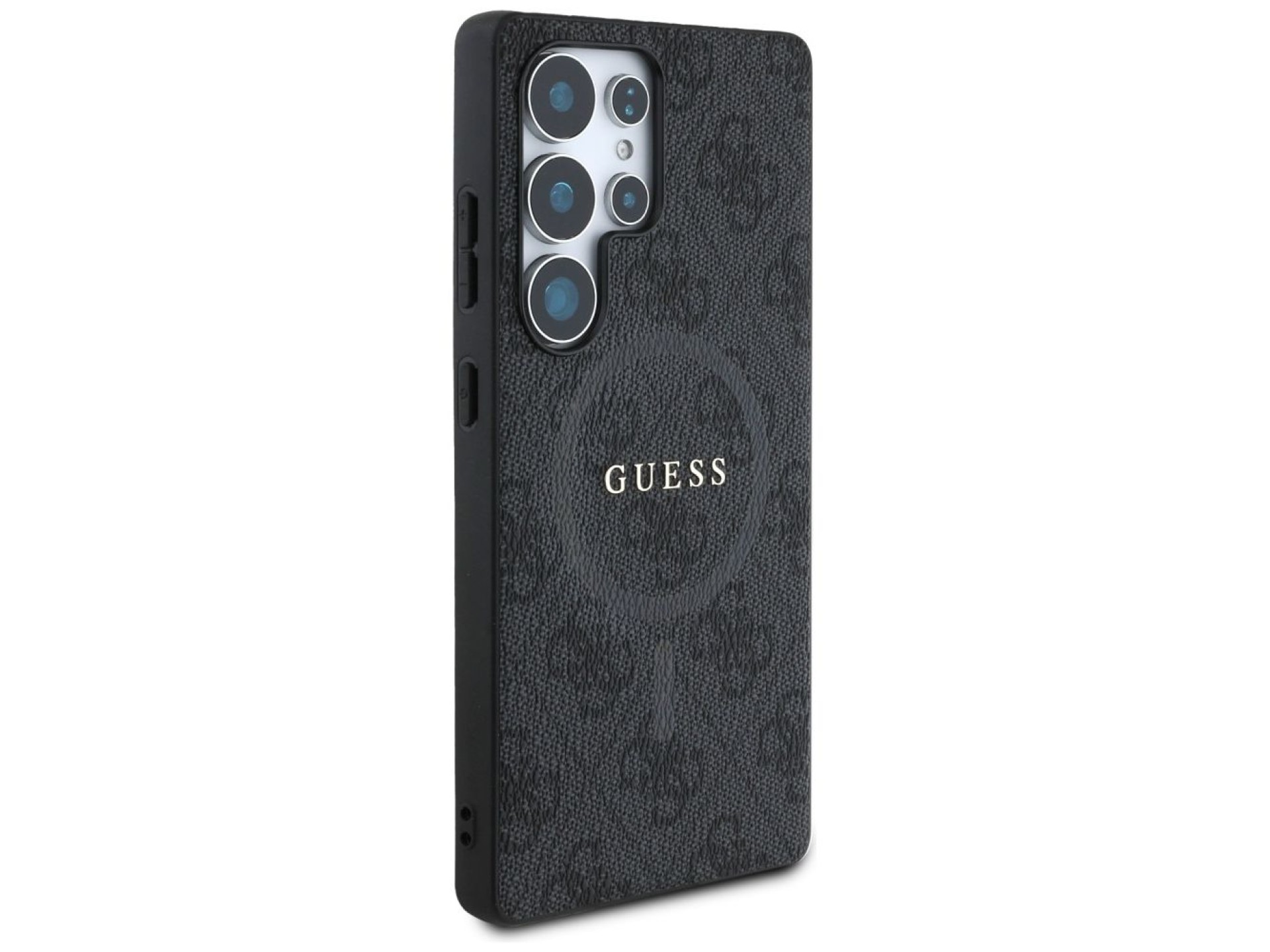 Guess Leather 4G Colored Ring Classic Logo MagSafe Case Samsung Galaxy S25 Ultra black