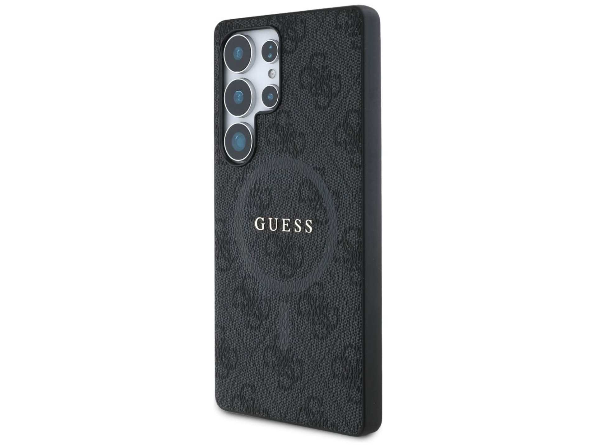Guess Leather 4G Colored Ring Classic Logo MagSafe Case Samsung Galaxy S25 Ultra black