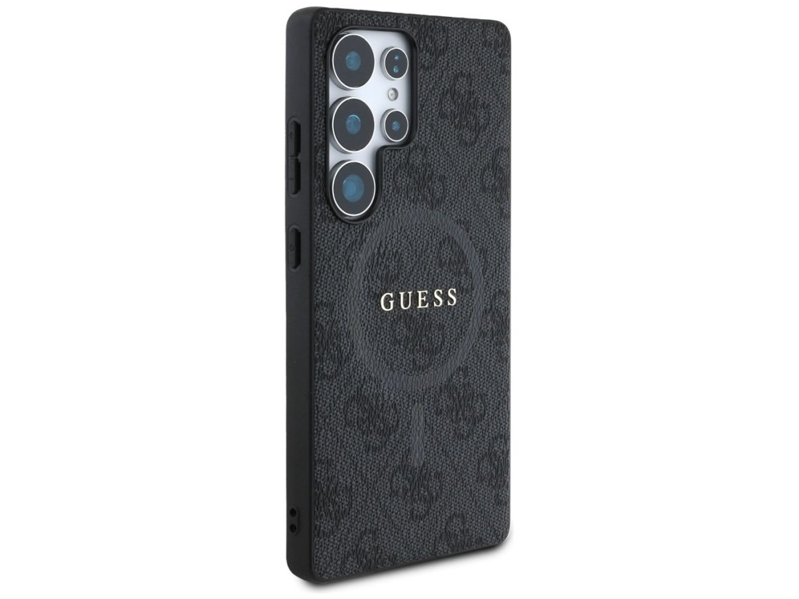 Guess Leather 4G Colored Ring Classic Logo MagSafe Case Samsung Galaxy S25 Ultra black
