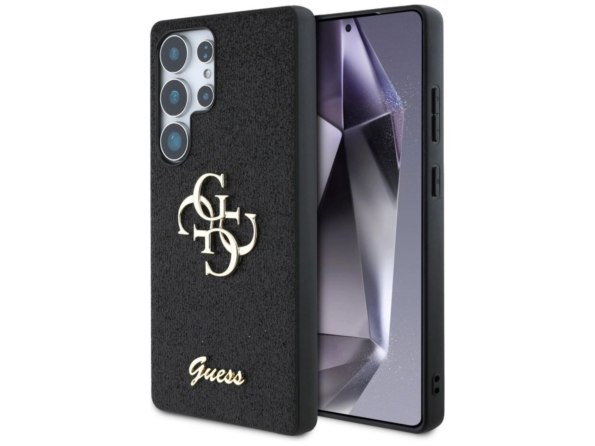 Capa Guess Fixed Glitter Big 4G Metal Logo para Samsung Galaxy S25 Ultra preta