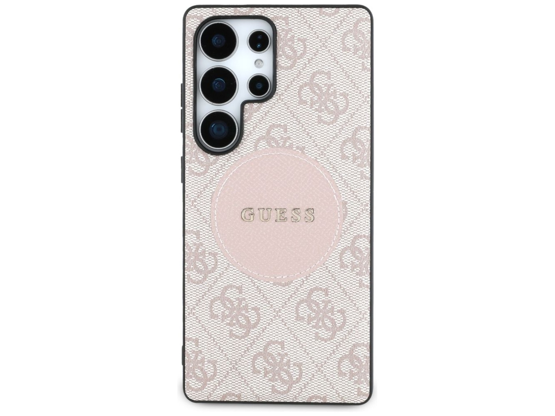 Guess 4G Round Patch Classic Logo MagSafe Case for Samsung Galaxy S25 Ultra - Pink
