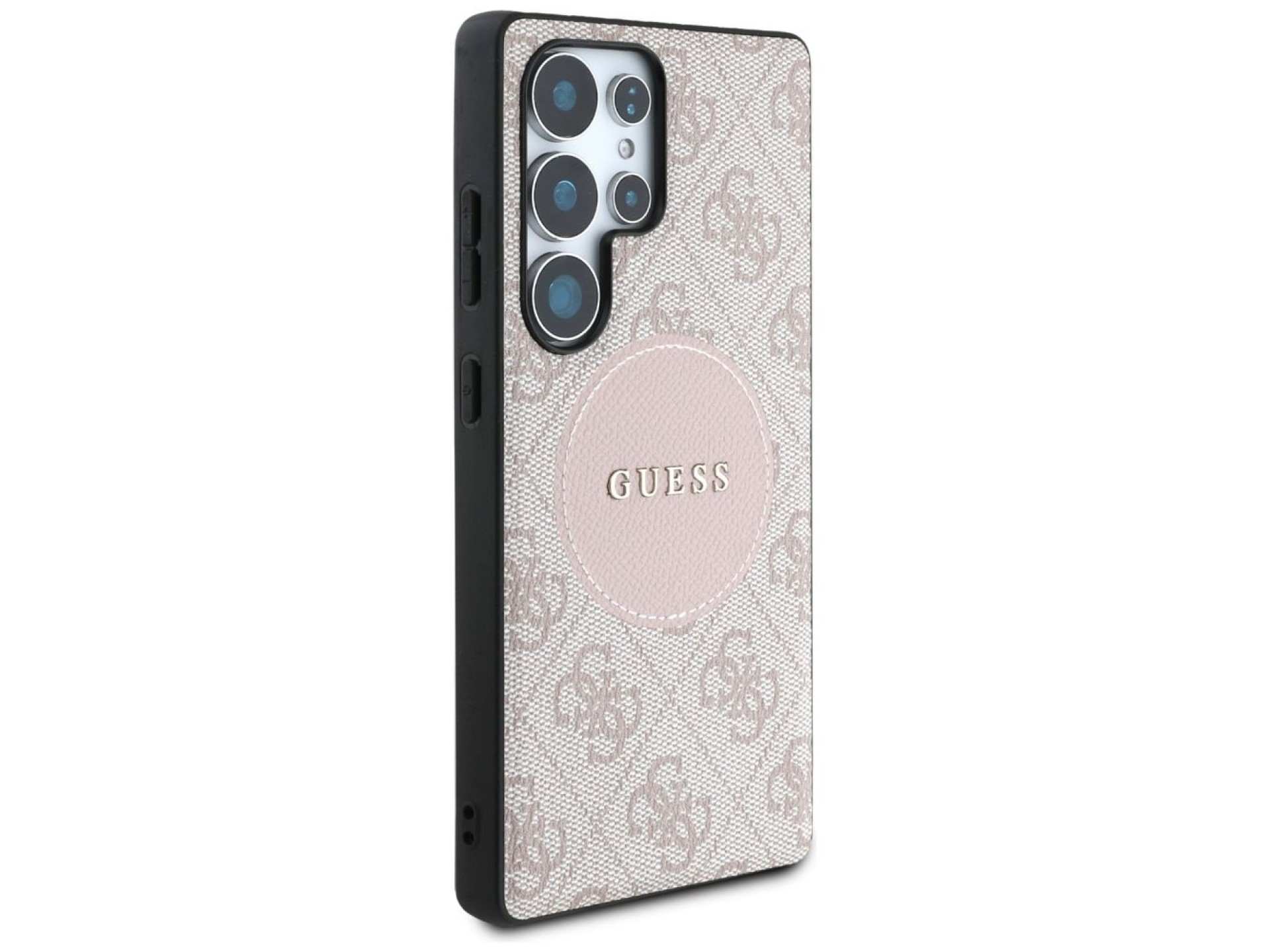 Guess 4G Round Patch Classic Logo MagSafe Case for Samsung Galaxy S25 Ultra - Pink
