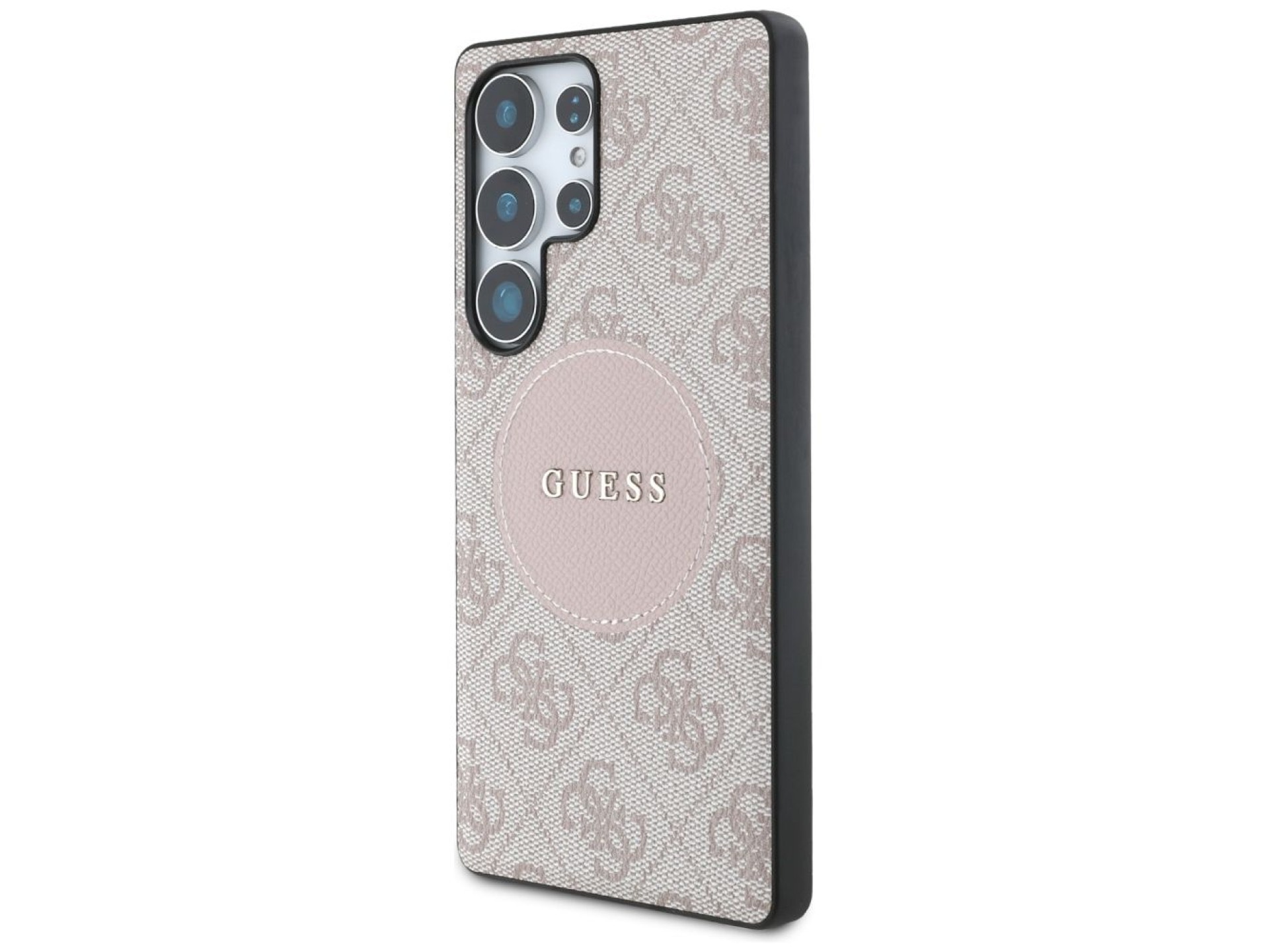 Guess 4G Round Patch Classic Logo MagSafe Case for Samsung Galaxy S25 Ultra - Pink