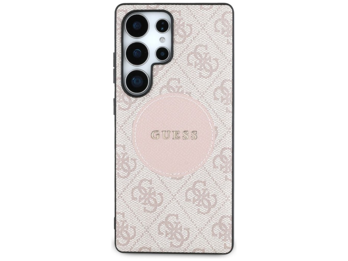 Capa Guess 4G Round Patch Classic Logo MagSafe para Samsung Galaxy S25 Ultra - Rosa