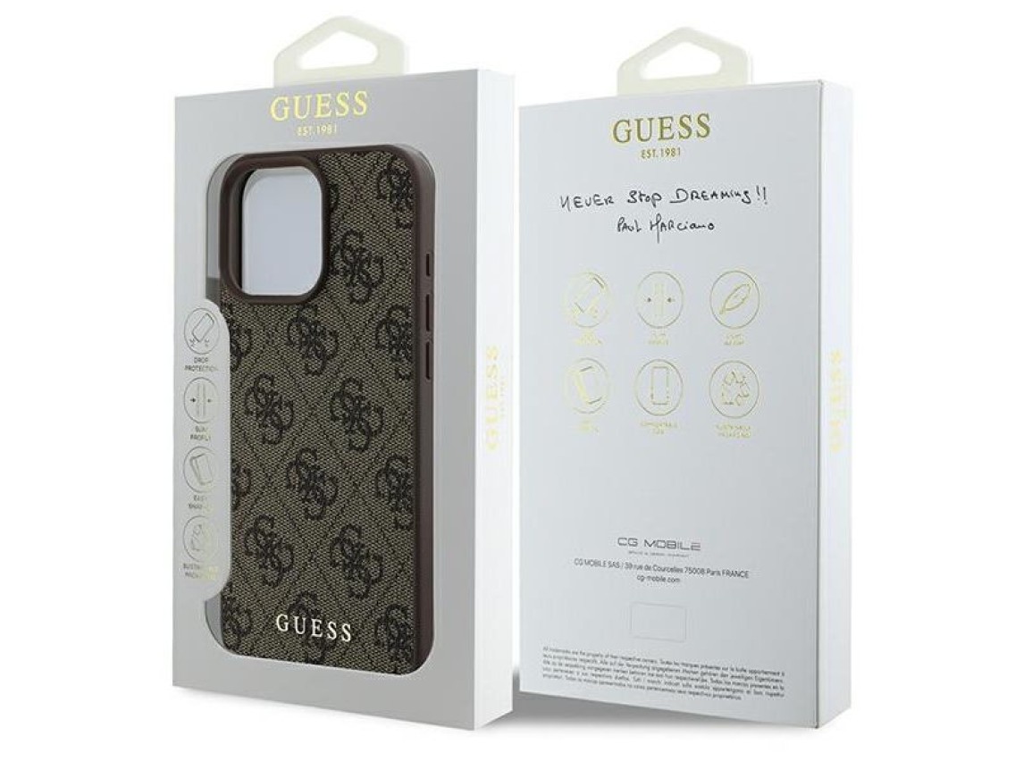 Capa Guess 4G Classic para iPhone 16 Pro Max - Marrom