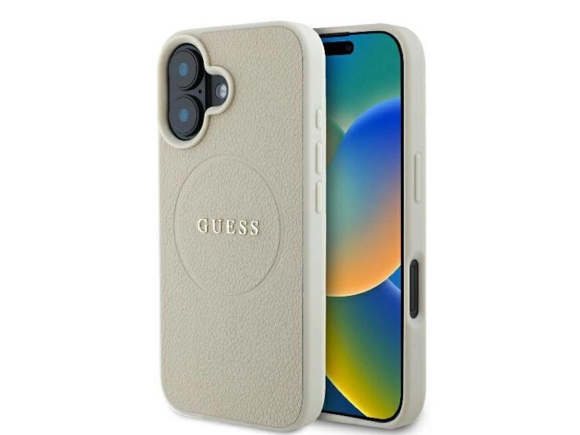 Guess Grained Ring MagSafe case for iPhone 16 - beige