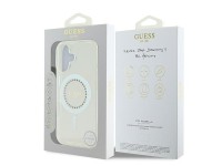 Capa Guess IML com strass e MagSafe para iPhone 16 - Branca Capa Guess IML com strass e MagSafe para iPhone 16 - Branca