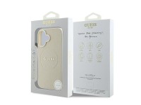 Guess Grained Ring MagSafe case for iPhone 16 - beige Guess Grained Ring MagSafe case for iPhone 16 - beige