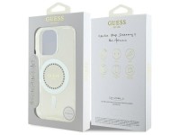 Capa Guess IML com strass e MagSafe para iPhone 16 Pro Max - Branca Capa Guess IML com strass e MagSafe para iPhone 16 Pro Max - Branca