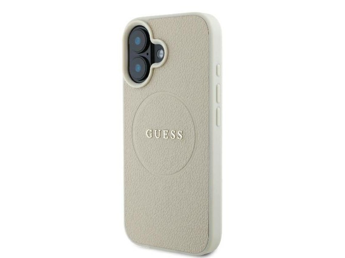 Guess Grained Ring MagSafe case for iPhone 16 - beige