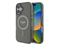 Funda Guess IML Glitter Circle MagSafe para iPhone 16 - negra
