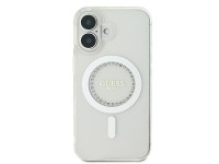 Capa Guess IML com strass e MagSafe para iPhone 16 - Branca Capa Guess IML com strass e MagSafe para iPhone 16 - Branca
