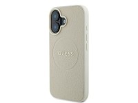 Guess Grained Ring MagSafe case for iPhone 16 - beige Guess Grained Ring MagSafe case for iPhone 16 - beige