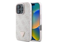 Guess Leather 4G Triangle Strass MagSafe Case for iPhone 16 Pro Max - Pink