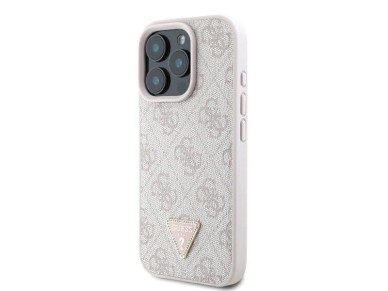 Guess Leather 4G Triangle Strass MagSafe Case for iPhone 16 Pro Max - Pink Guess Leather 4G Triangle Strass MagSafe Case for iPhone 16 Pro Max - Pink