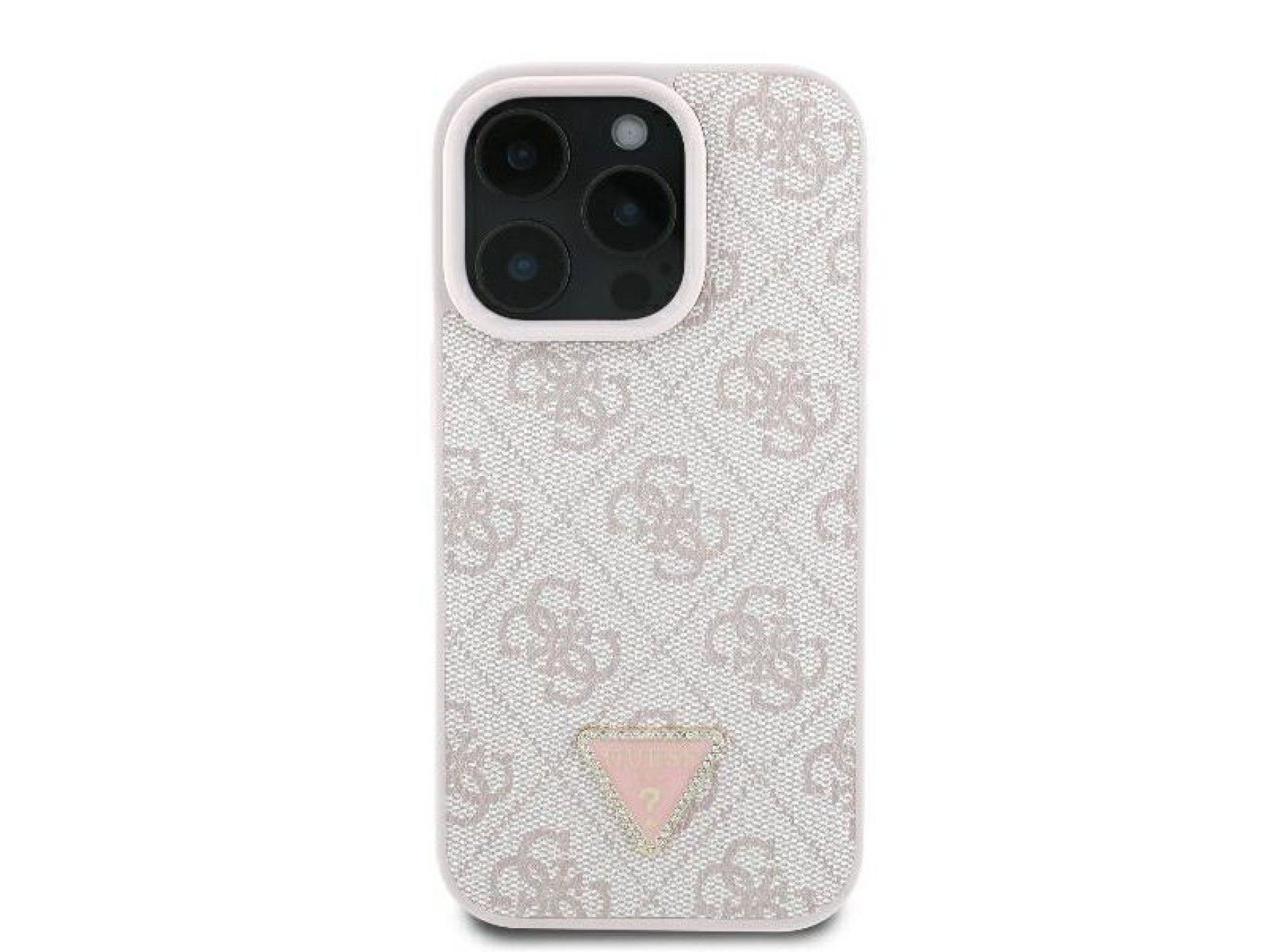 Capa Guess Leather 4G Triangle Strass MagSafe para iPhone 16 Pro Max - Rosa