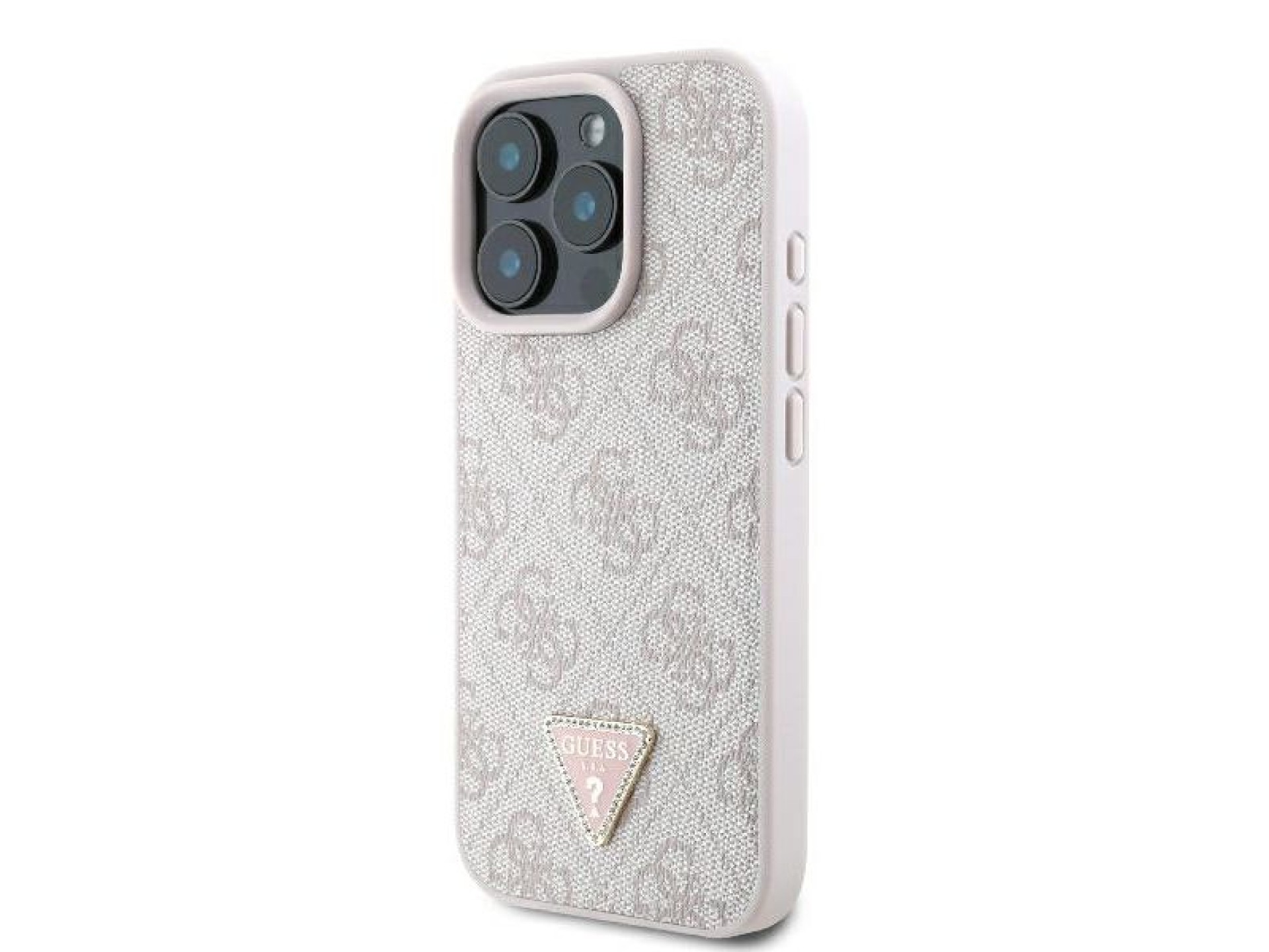 Guess Leather 4G Triangle Strass MagSafe Case for iPhone 16 Pro Max - Pink