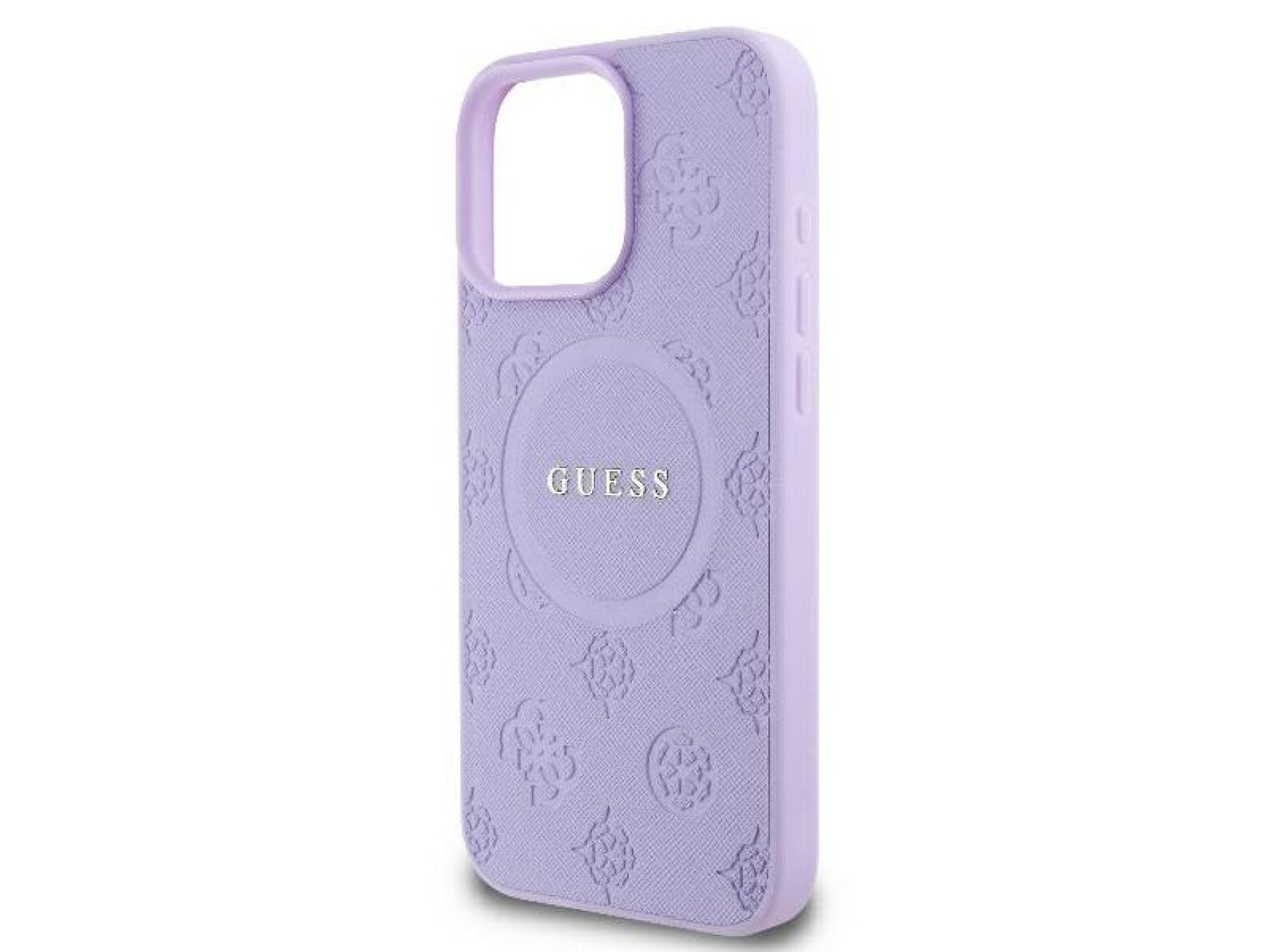 Funda Guess Saffiano Peony Classic Logo MagSafe para iPhone 16 Pro Max - Morada