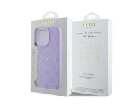 Guess Saffiano Peony Classic Logo MagSafe iPhone 16 Pro Max Case - Purple Guess Saffiano Peony Classic Logo MagSafe iPhone 16 Pro Max Case - Purple
