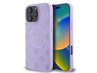 Guess Saffiano Peony Classic Logo MagSafe iPhone 16 Pro Max Case - Purple Guess Saffiano Peony Classic Logo MagSafe iPhone 16 Pro Max Case - Purple