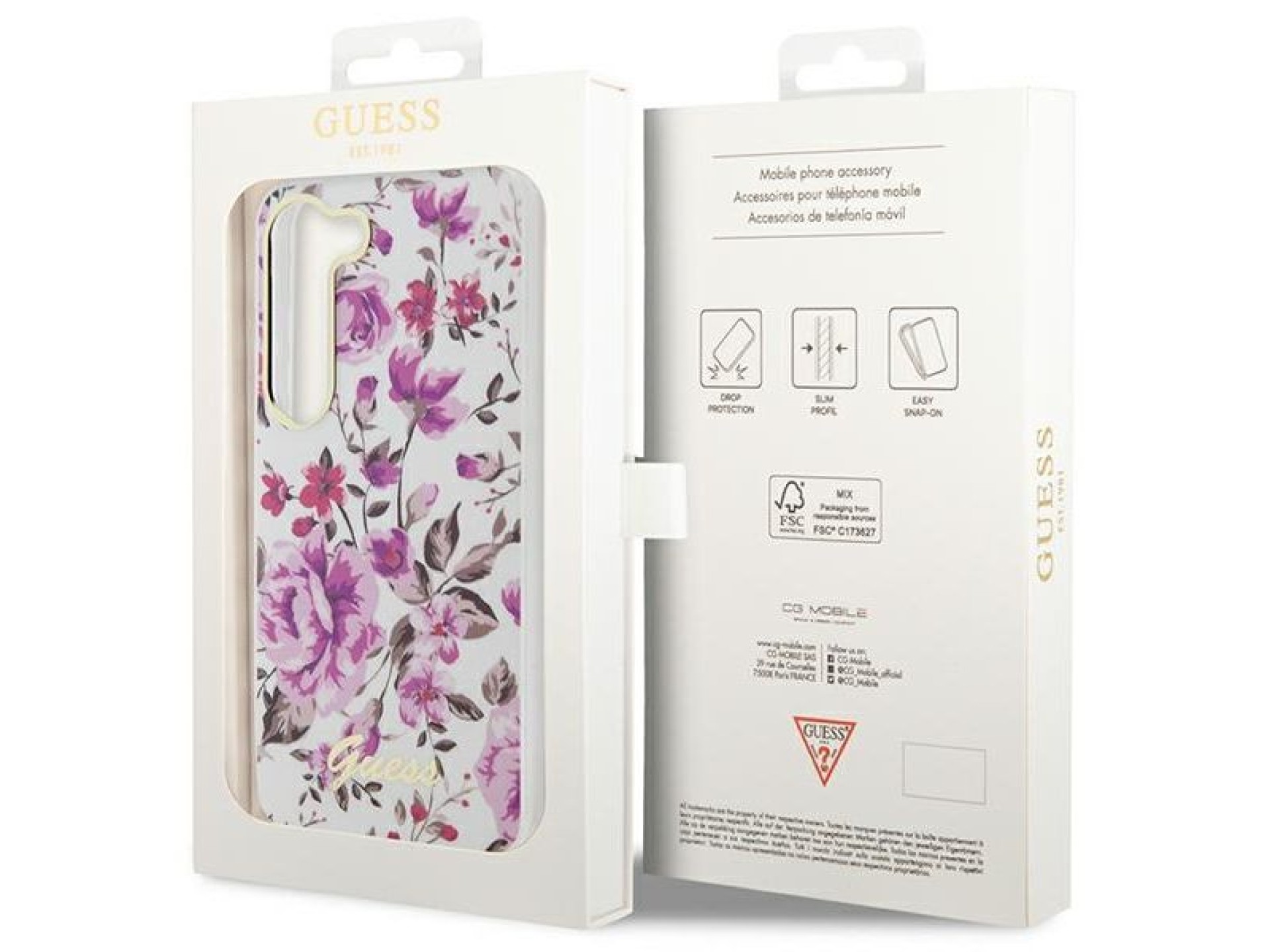 Guess GUHCS23SHCFWST S23 S911 white/white hardcase Flower Collection