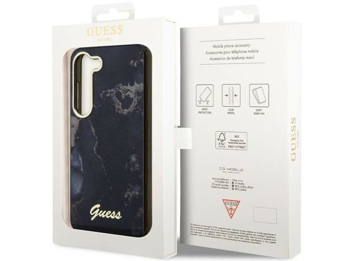 Guess GUHCS23SHTMRSK S23 S911 black/black hardcase Golden Marble Collection