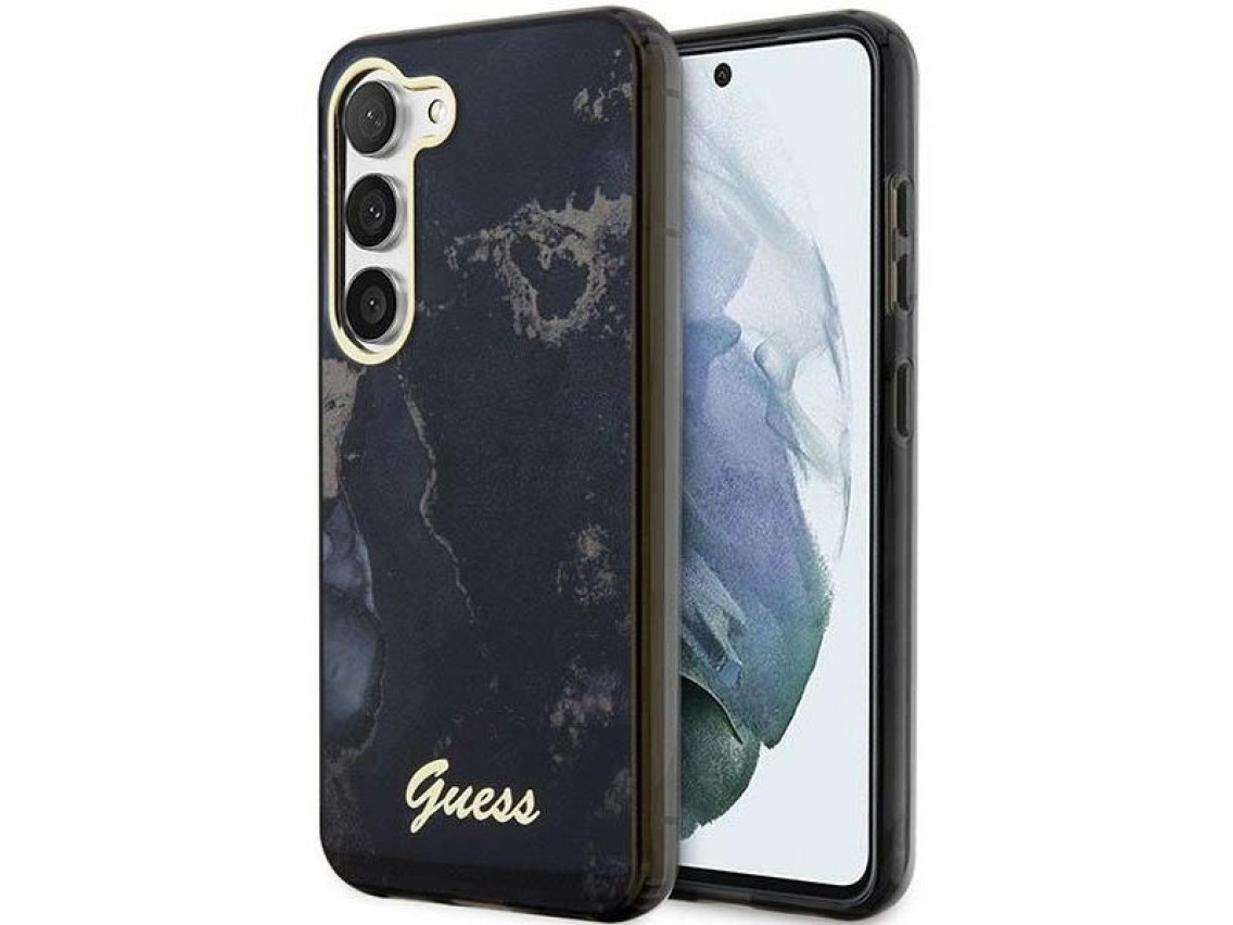 Guess GUHCS23MHTMRSK S23+ S916 black/black hardcase Golden Marble Collection