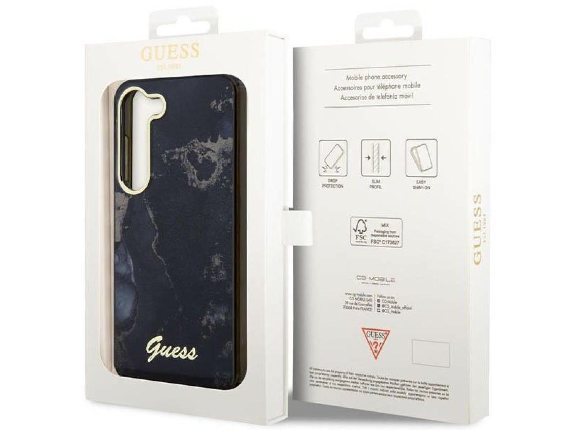 Guess GUHCS23MHTMRSK S23+ S916 black/black hardcase Golden Marble Collection