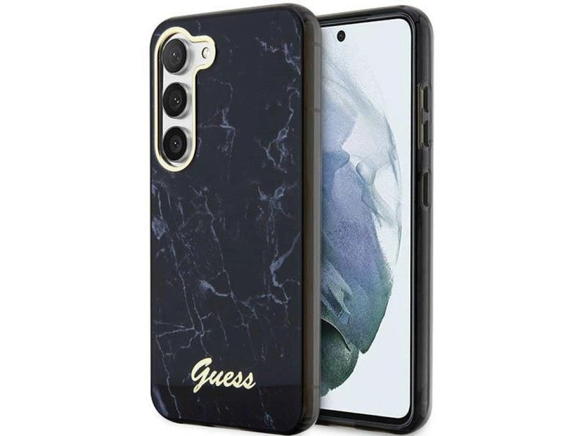Guess GUHCS23MPCUMAK S23 +S916 capa rígida preta/preta Marble
