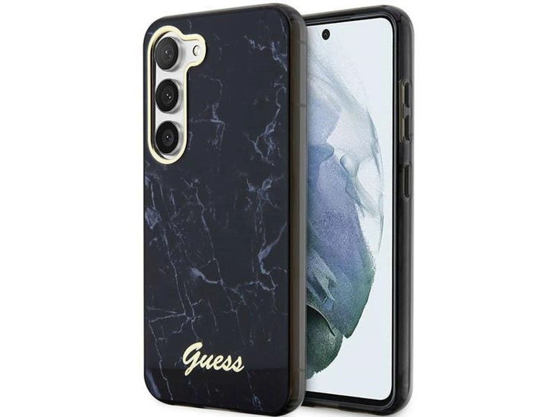 Guess GUHCS23MPCUMAK S23 +S916 capa rígida preta/preta Marble