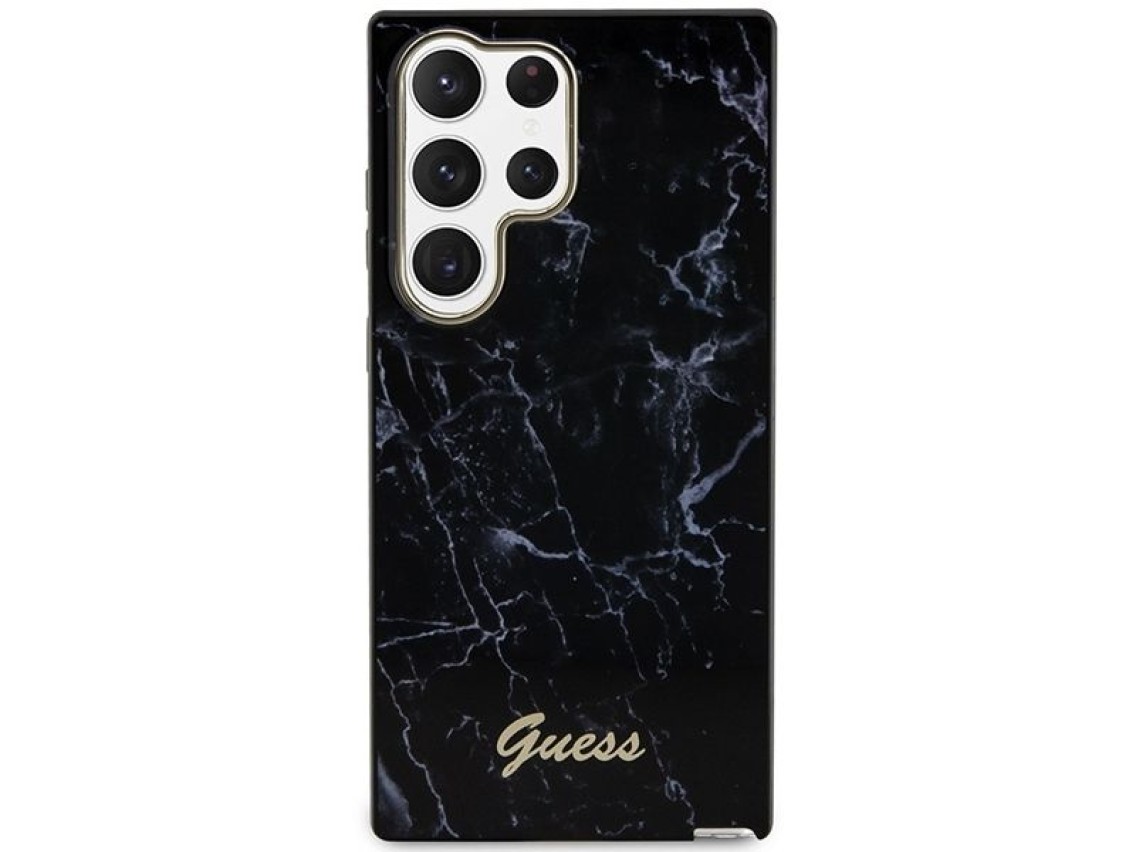 Estuche r�gido Guess GUHCS23LPCUMAK S23 Ultra S918 negro/negro con dise�o de m�rmol.