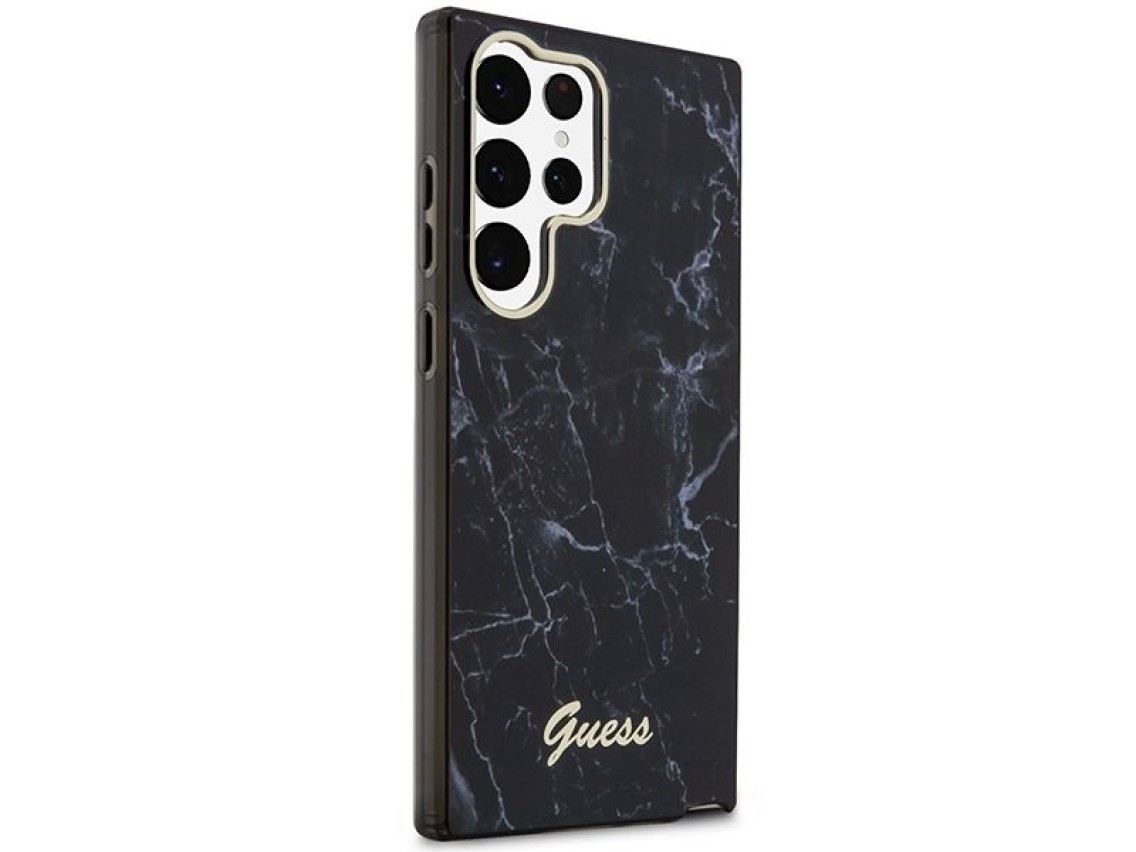 Estuche r�gido Guess GUHCS23LPCUMAK S23 Ultra S918 negro/negro con dise�o de m�rmol.