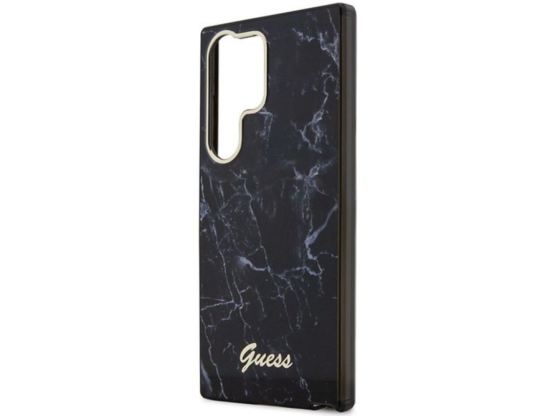 Estuche r�gido Guess GUHCS23LPCUMAK S23 Ultra S918 negro/negro con dise�o de m�rmol.