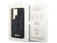 Estuche r�gido Guess GUHCS23LPCUMAK S23 Ultra S918 negro/negro con dise�o de m�rmol.