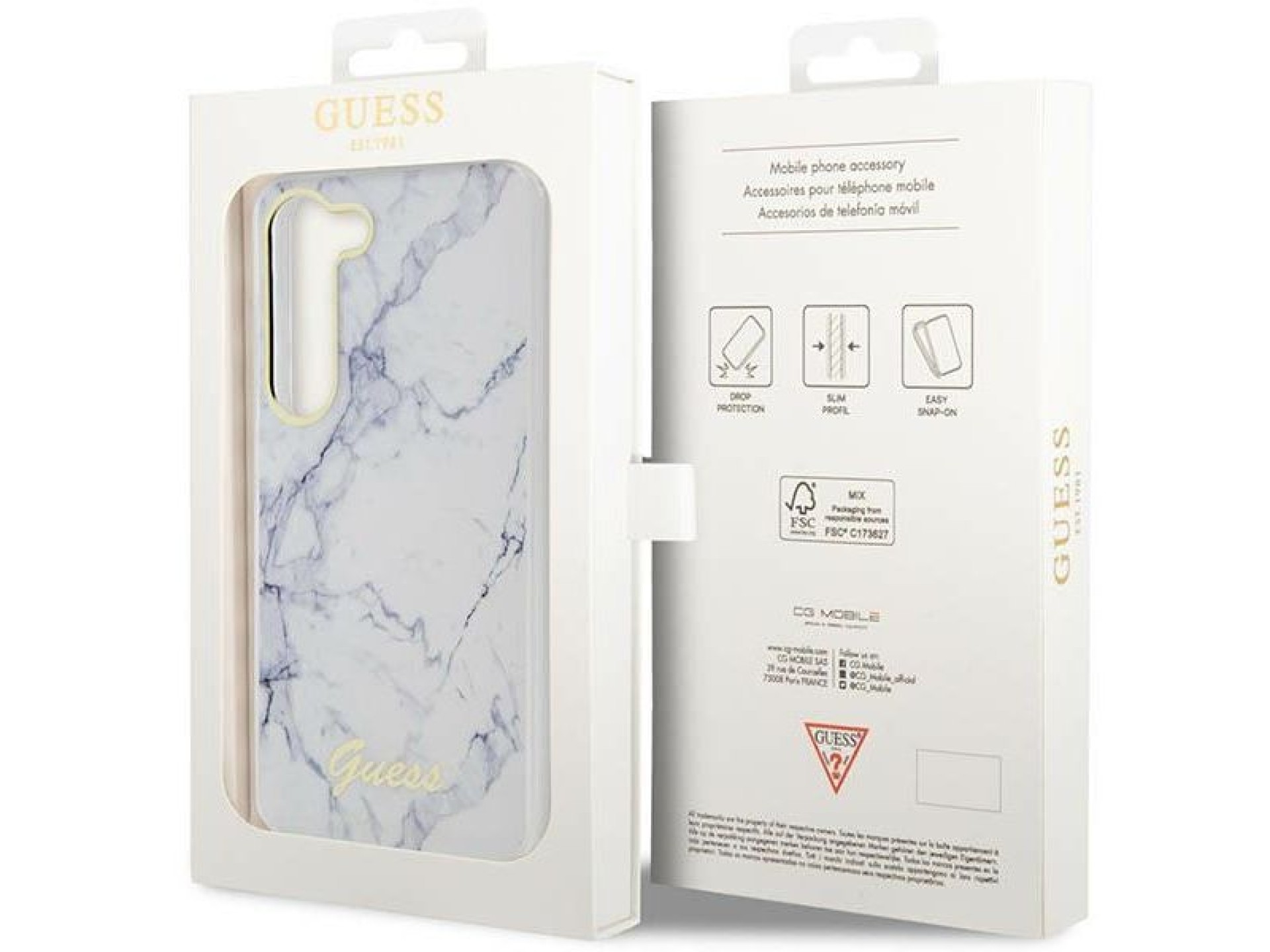 Guess GUHCS23SPCUMAH S23 S911 blanco/blanco estuche rígido mármol