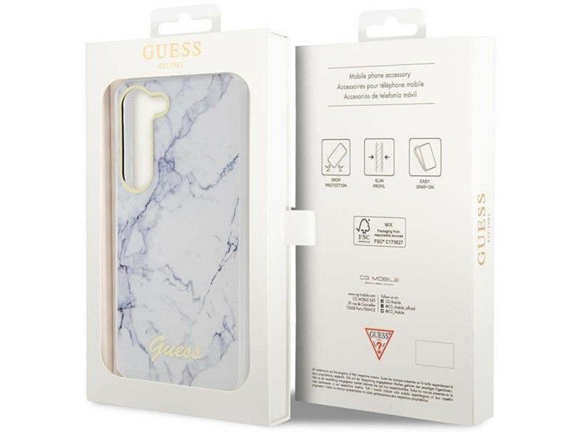 Guess GUHCS23SPCUMAH S23 S911 blanco/blanco estuche rígido mármol