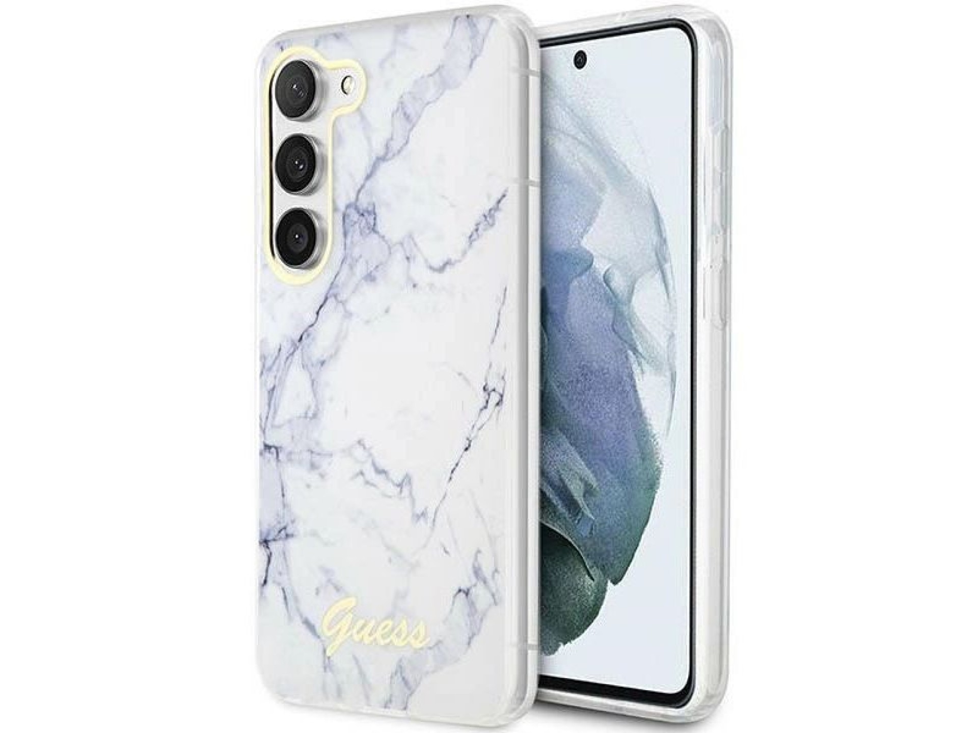 Guess GUHCS23MPCUMAH S23+ S916 capa rígida branca/branca Marble